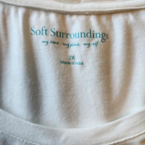 Soft Surrounding Sleeveless Top Size 2X White Rayon Stretch Pullover Blouse - Picture 4 of 6